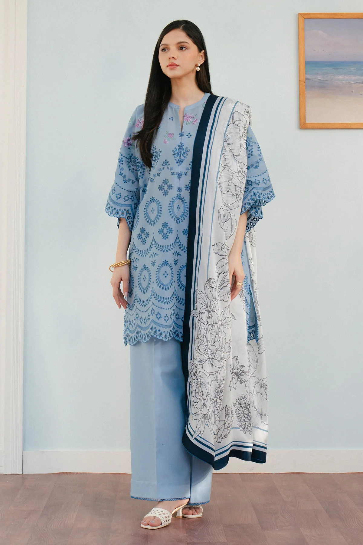 Zara Shahjahan Coco Lawn - Sky